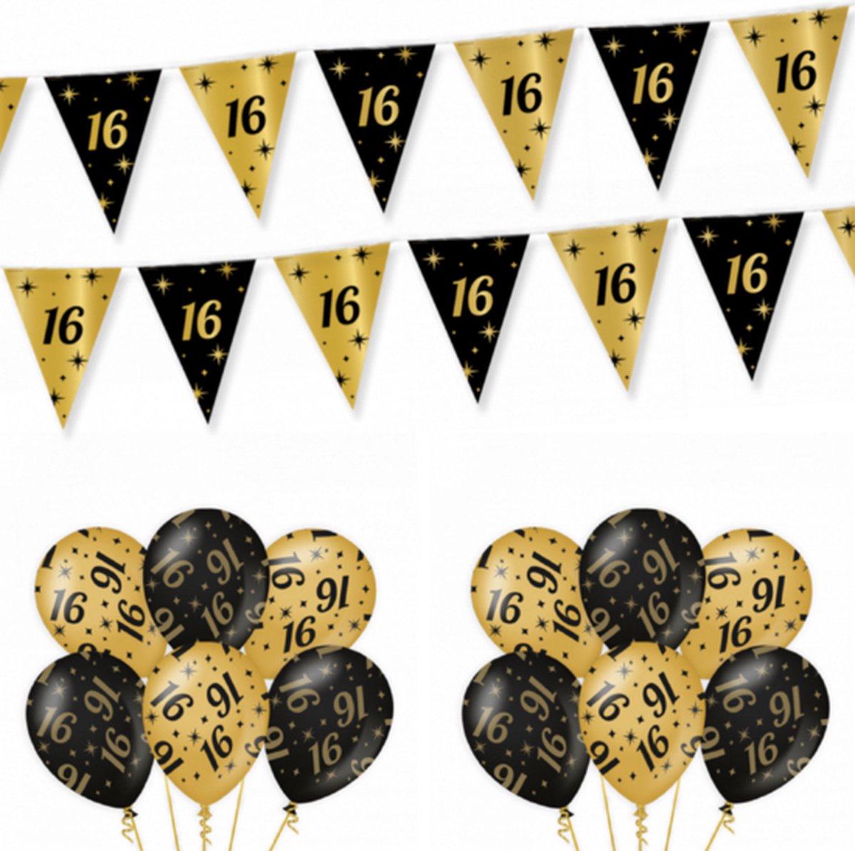 16 jaar feestpakket Classy Black-Gold