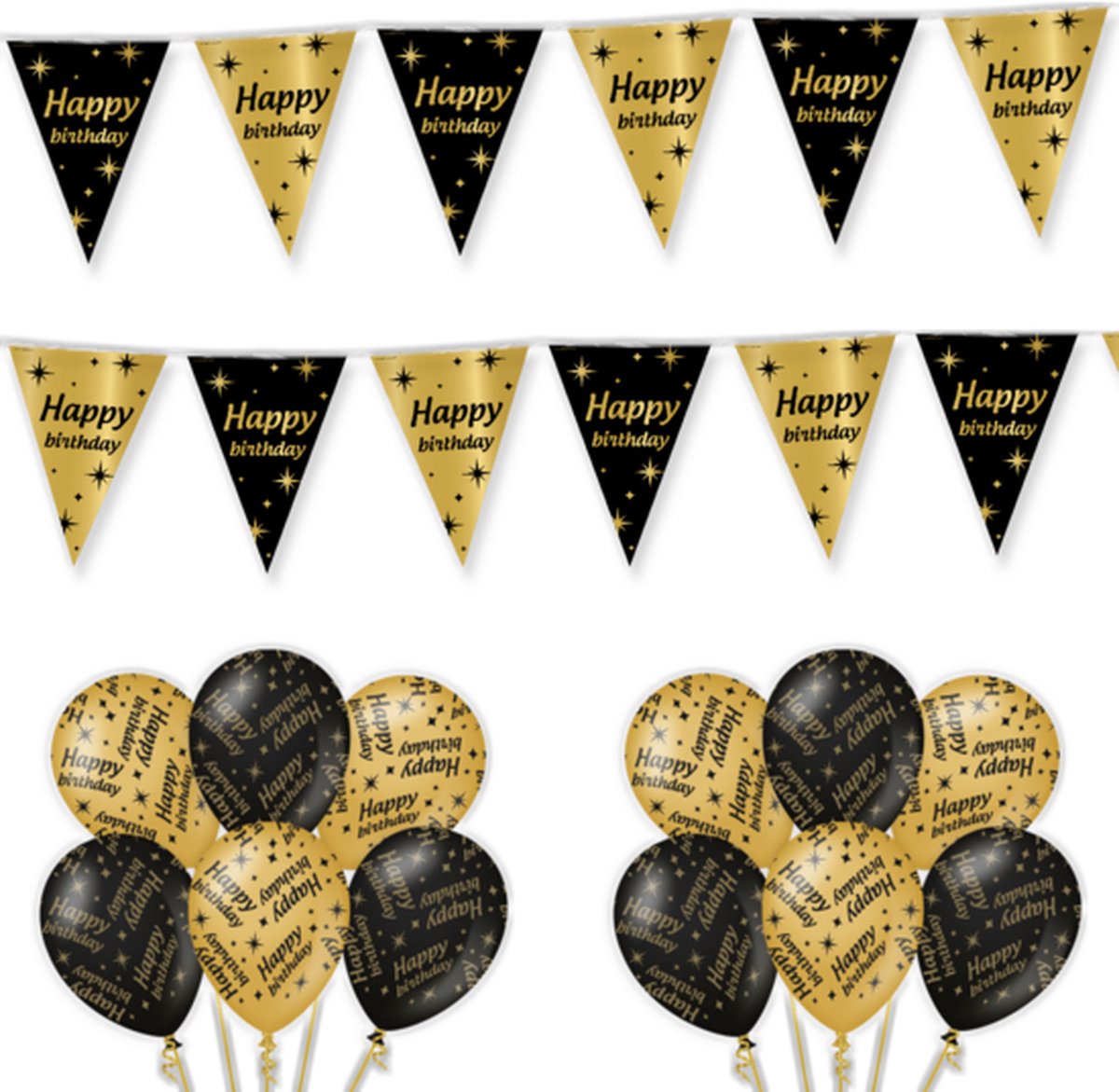Happy birthday feestpakket Classy Black-Gold