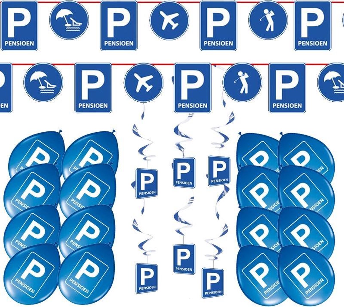 Pensioen feestpakket blauw