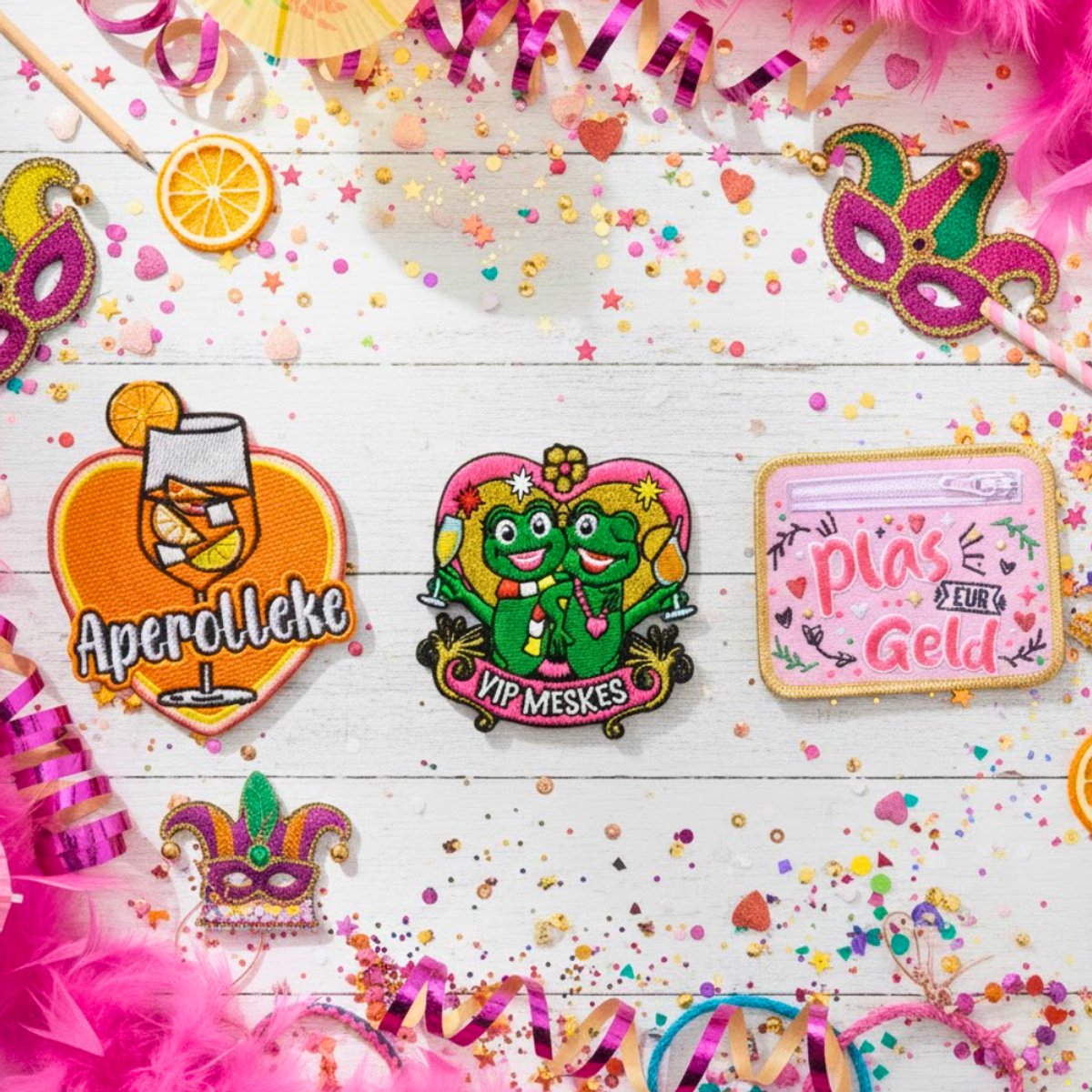 Oeteldonk Carnavalsjas Kort Zwart - Met Emblemen - Dames - Maat M