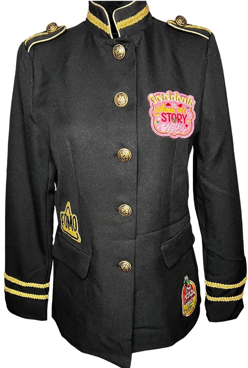 Oeteldonk Carnavalsjas Kort Zwart - Unieke Badges - Dames - Maat XS
