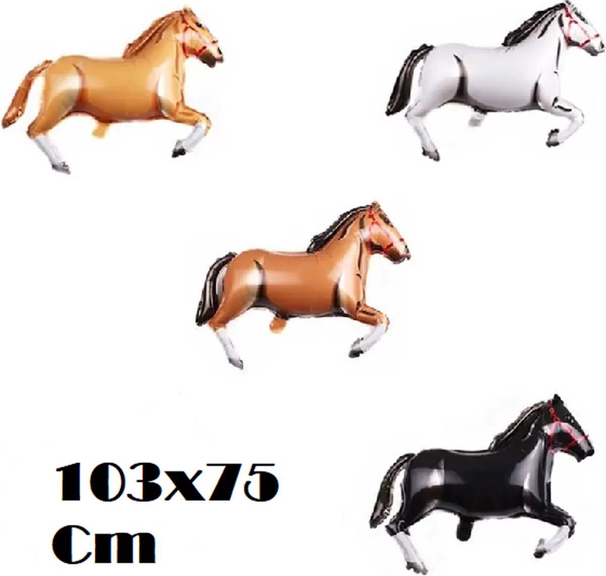 Paarden Ballonnen Set - XXL - 103x75cm - Thema feest - Versiering - Paard - Verjaardag - Folie ballon - Ballonnen - Paarden - Manage - Stoer - Dieren -Leeg - Helium ballon - Cowboy - Paarden Verjaardag - Paarden versiering - Paarden set - Feest