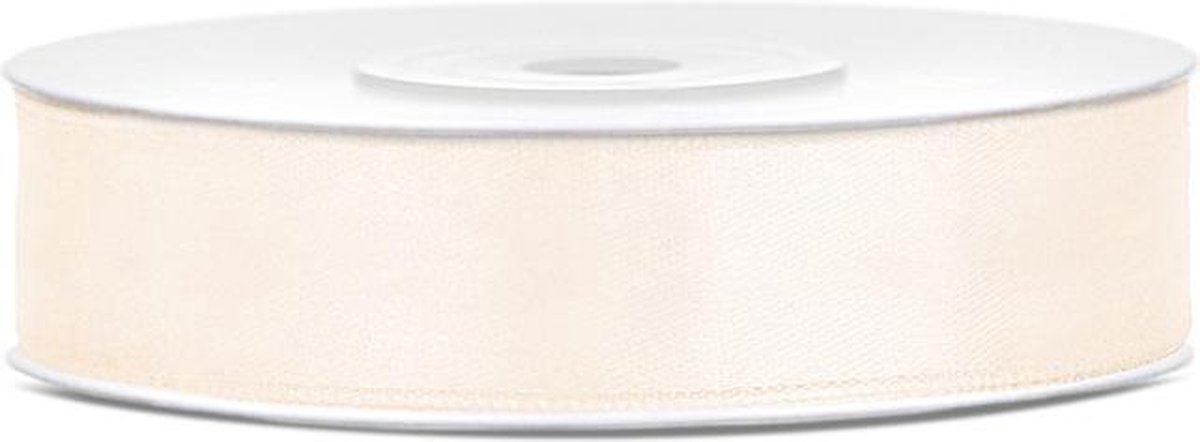 Feestdeco Satijnen lint, licht creme, 12mm/25m