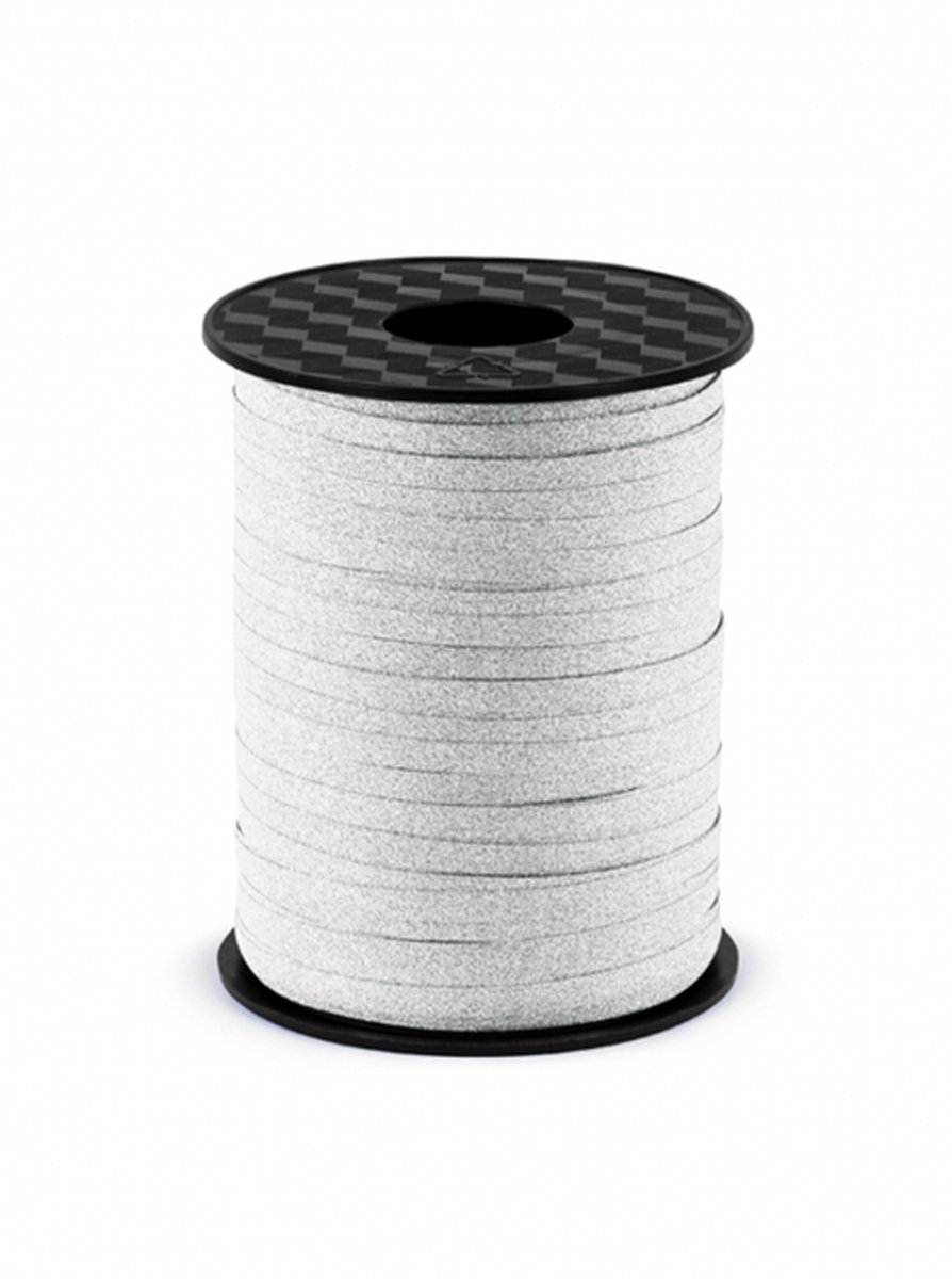 Lint glitter zilver 225 m x 5 mm