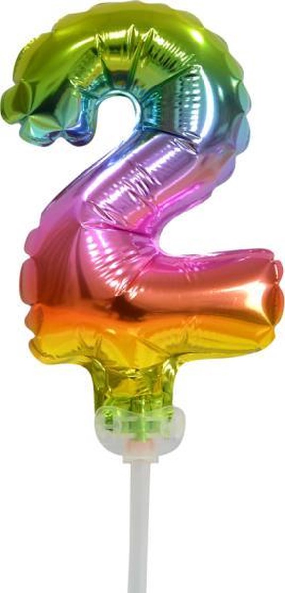 Taart folieballon nummer 2 - regenbood