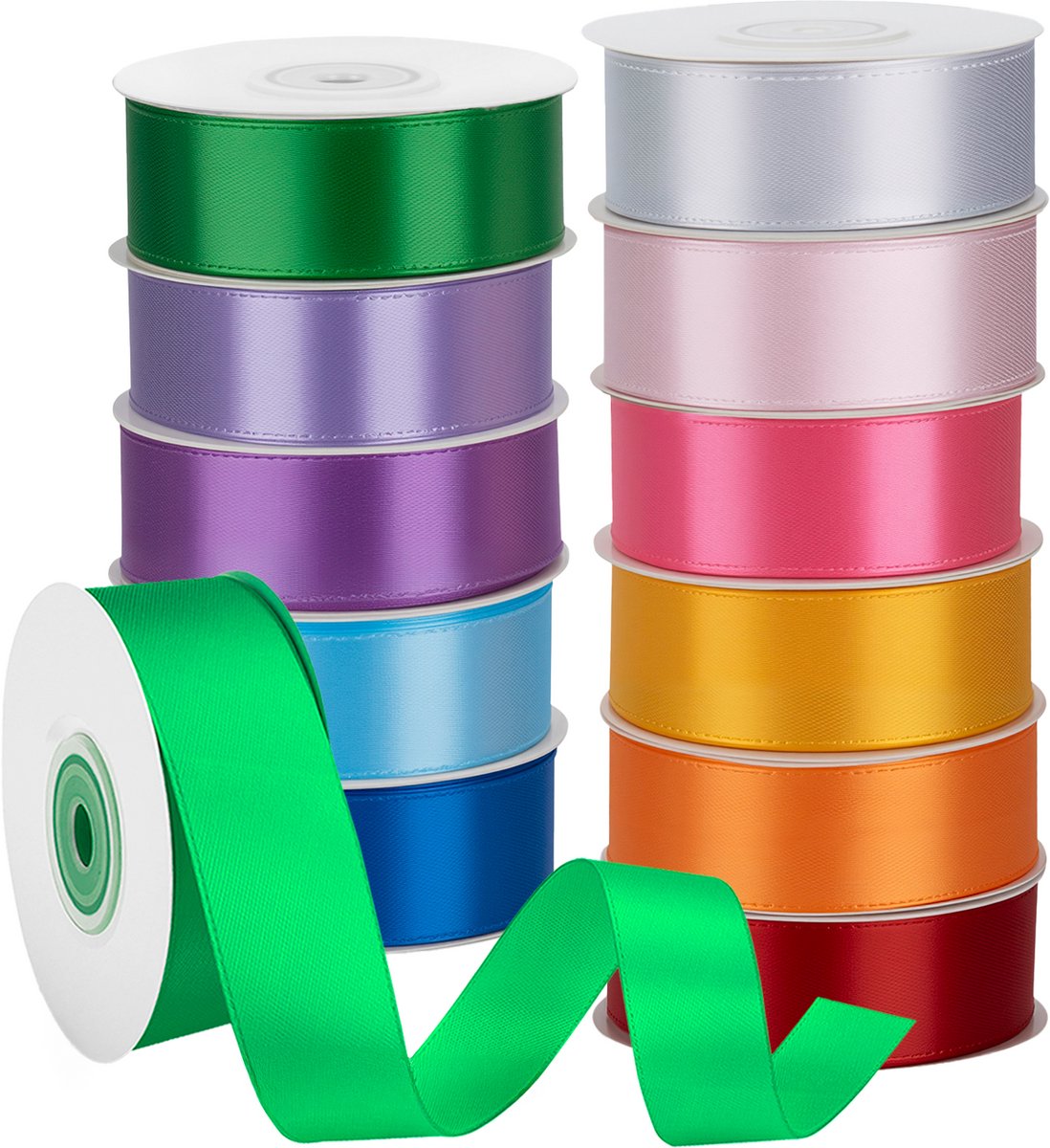 Feestio Satijn Lint Set - Extra Breed - 12 Kleuren Linten - Cadeaulint - Ribbon - Sierlint - Lintje