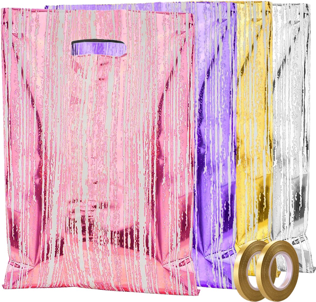 Feestio Uitdeelzakjes 100 Stuks - 17 x 25 cm - Snoepzakjes - Traktatie Zakjes Kinderfeestje - Cadeauzakjes Cadeautasjes - Gestreept