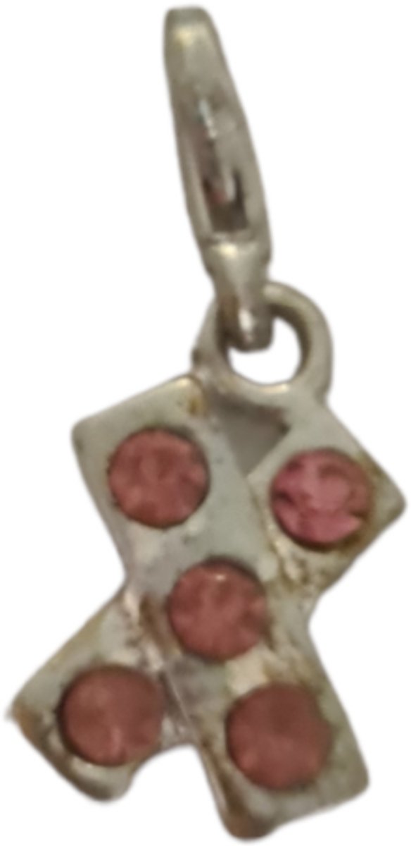 Bedel kruis met steentje roze - 5 stuks