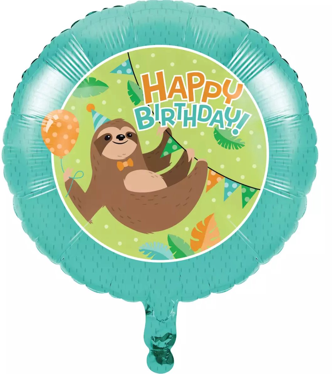 Folieballon happy birhday Luiaard 45cm - Feestjecreatief