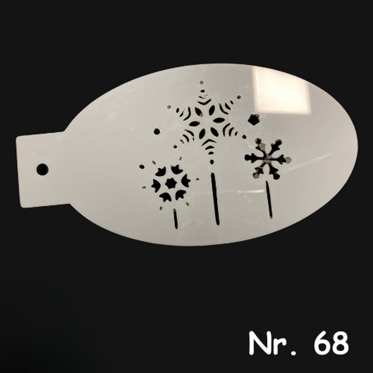 Schminksjabloon - sneeuwvlokken met streep (nr. 68) - 12cm