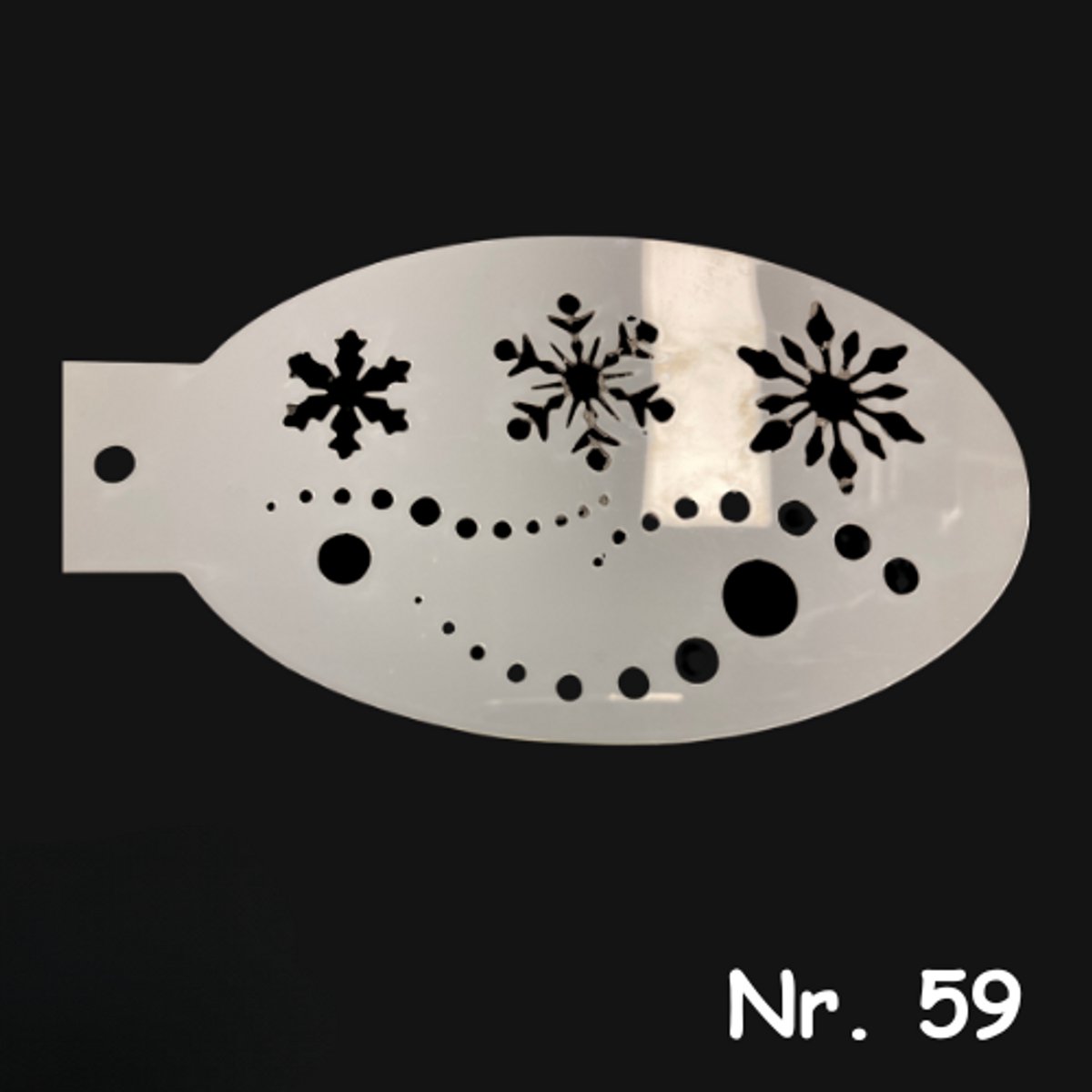 Schminksjabloon - sneeuwvlokken stippen swirl (nr. 59) - 12cm