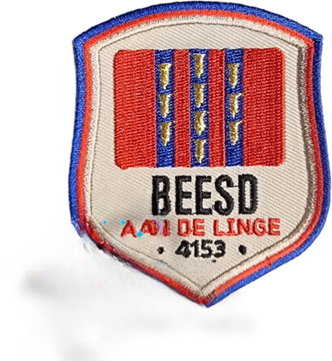 Strijkembleem - Beesd - Aan de Linge - 4153 - 8x6.5cm