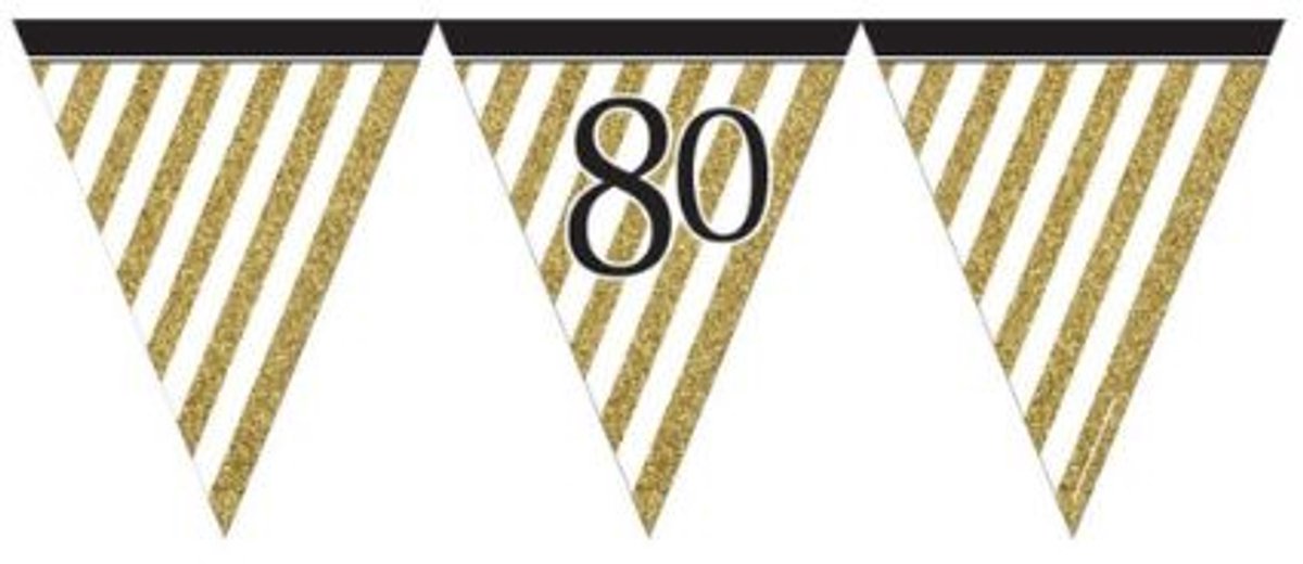 Vlaggenlijn 80 jaar wit goud gestreept - creativeparty