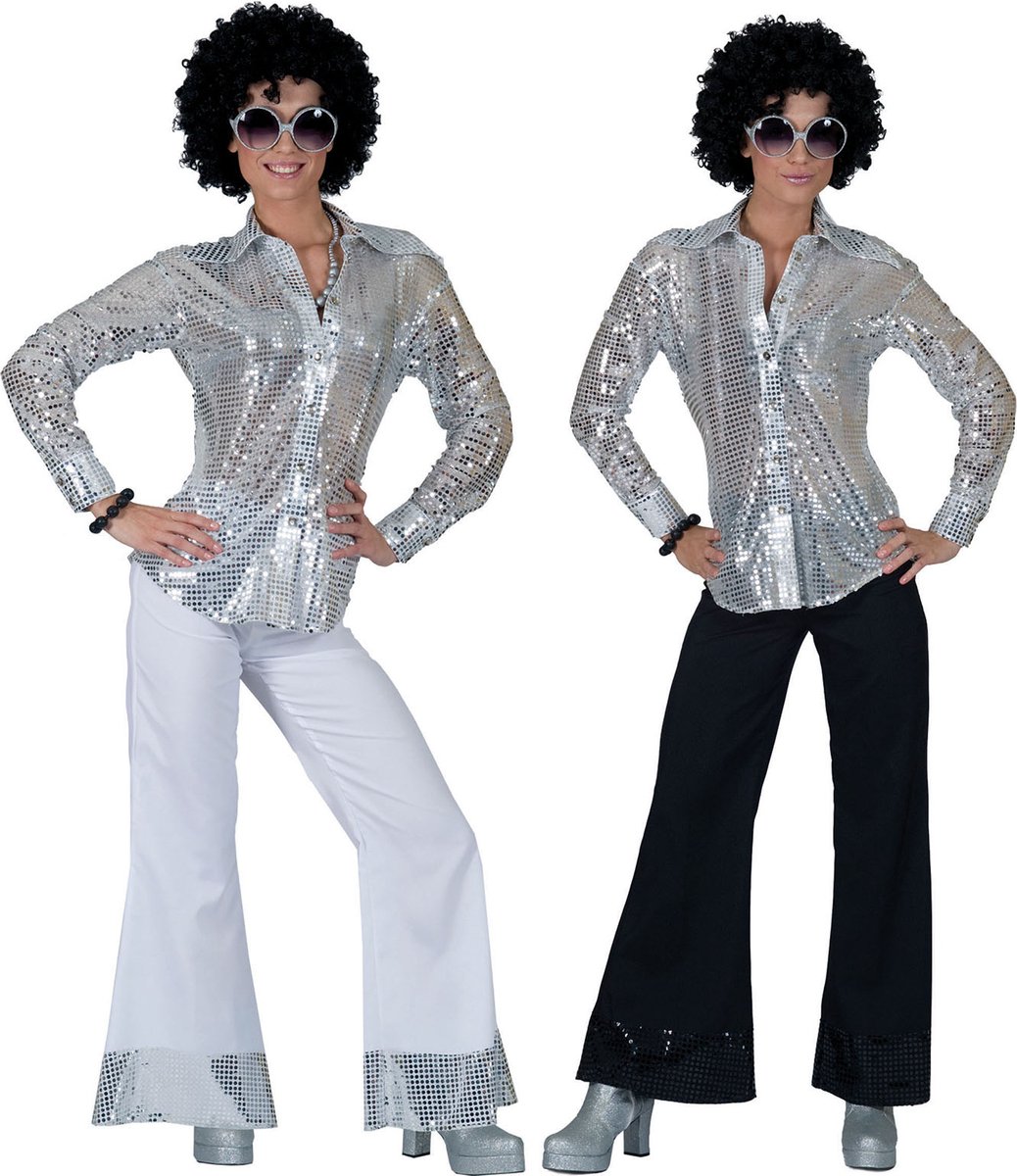 ESPA - Zilverkleurige disco blouse met lovertjes voor vrouwen - Large