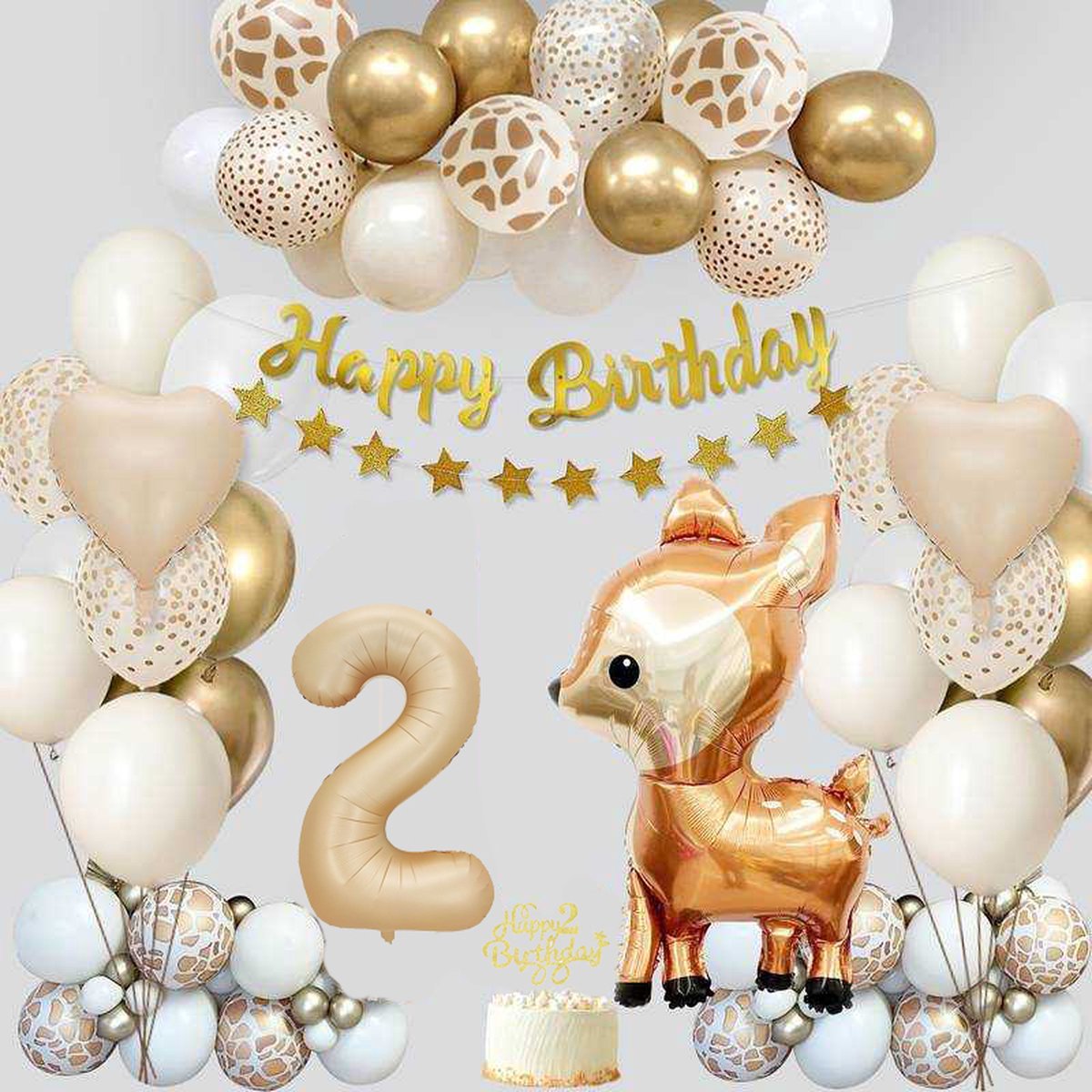 FeestmetJoep® 54-delig feestpakket Jungle 2 jaar verjaardag - Jungle thema feestje 2 jaar - Jungle versiering - Jungle feestartikelen - Jungle slinger - Jungle ballonnen - Jungle kinderfeestje - Dieren verjaardag versiering