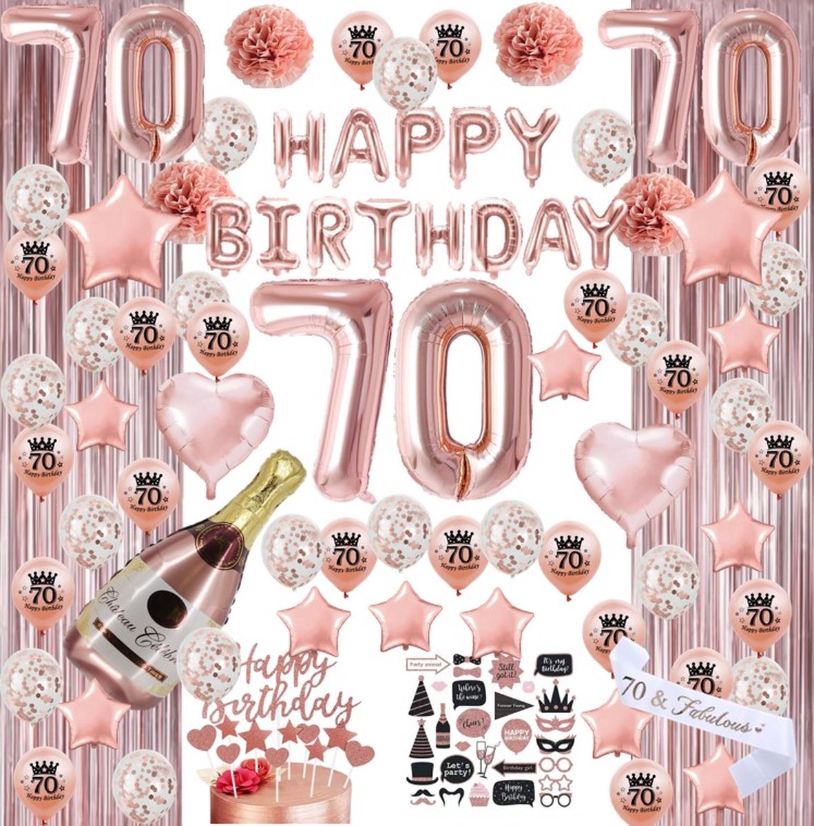 FeestmetJoep® 70 jaar verjaardag versiering & ballonnen - Rose goud