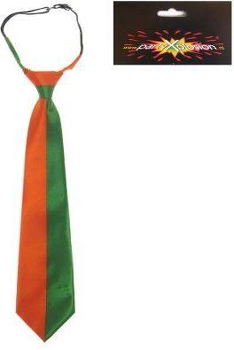 Stropdas oranje/groen