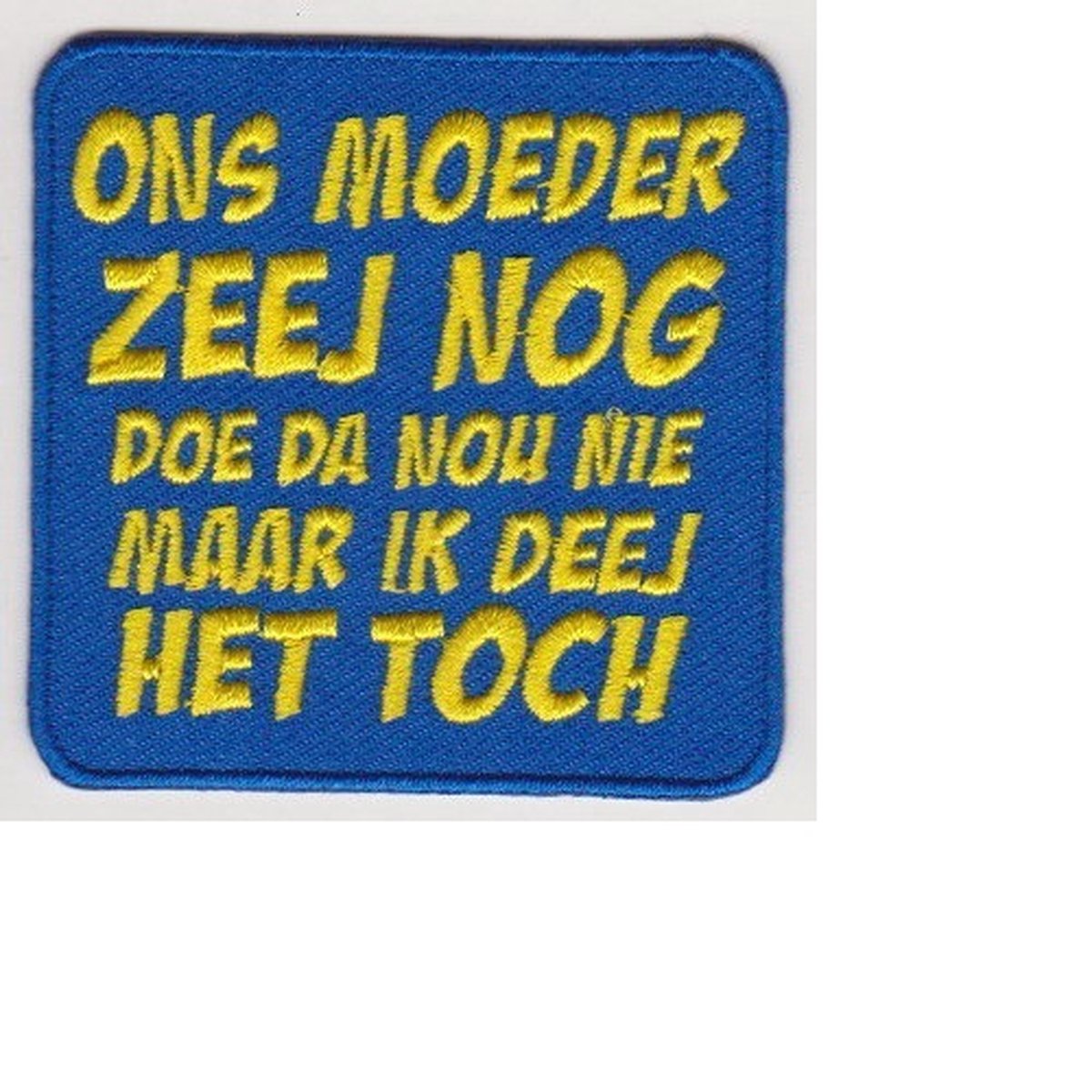 embleem ons moeder zeej nog blauw geel