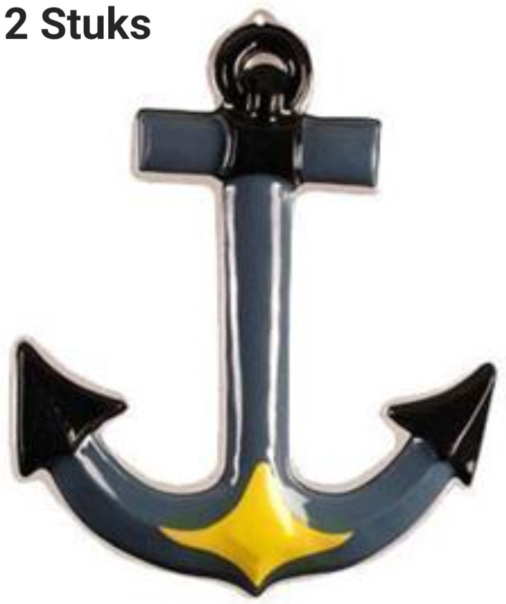 2 x Decoratie Anker, Plastic, Themafeest, Wand Versiering.