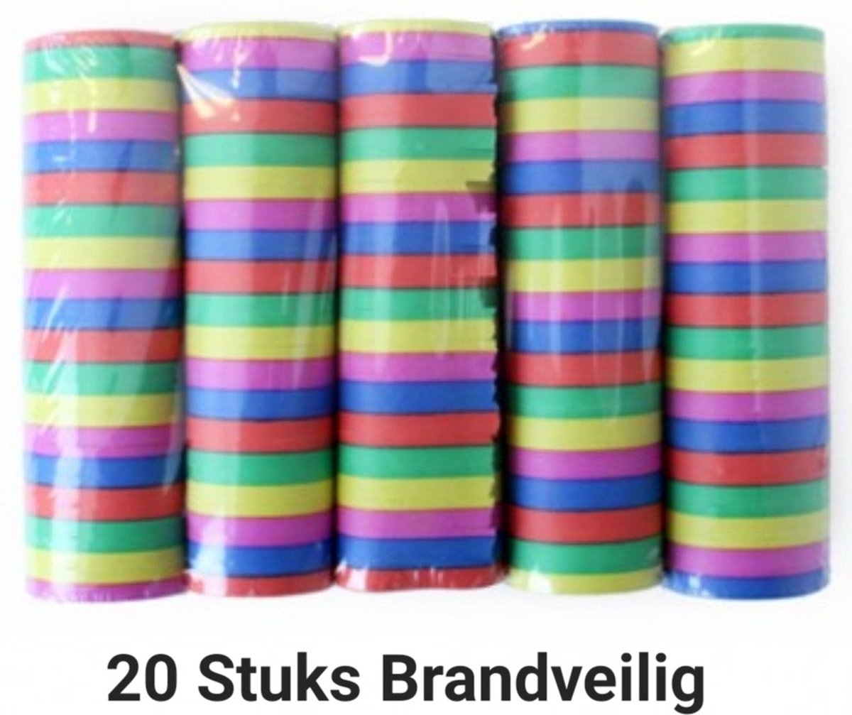20 Stuks BRANDVERTRAGEND, Brandveilig Serpentines , 4 meter , Flameproof, Carnaval, Themafeest, Horeca