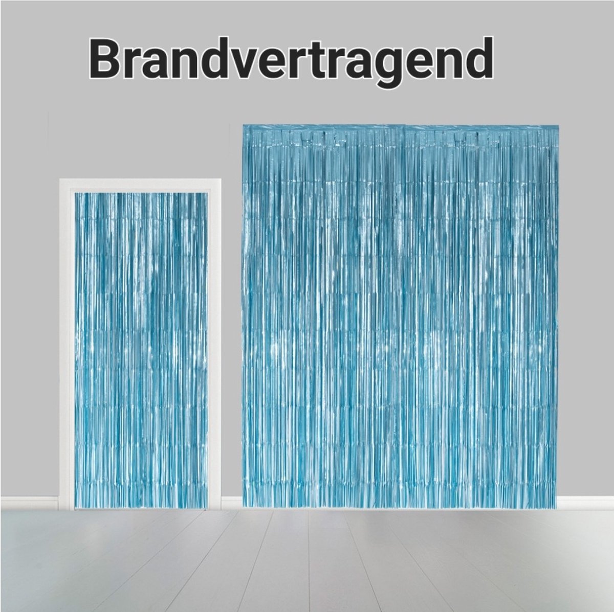 Licht Blauw deurgordijn, Folie, Brandvertragend, Carnaval, Geboorte Jongen, Wand / Deur Decoratie