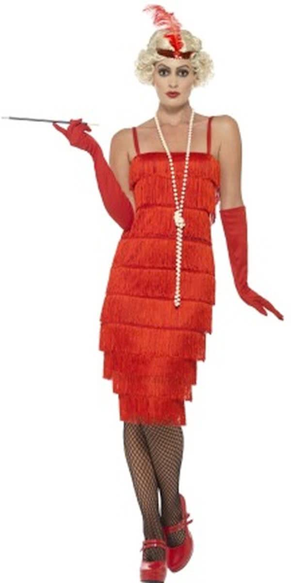 Charleston Flapper Lange Jurk Rood-Maat:L
