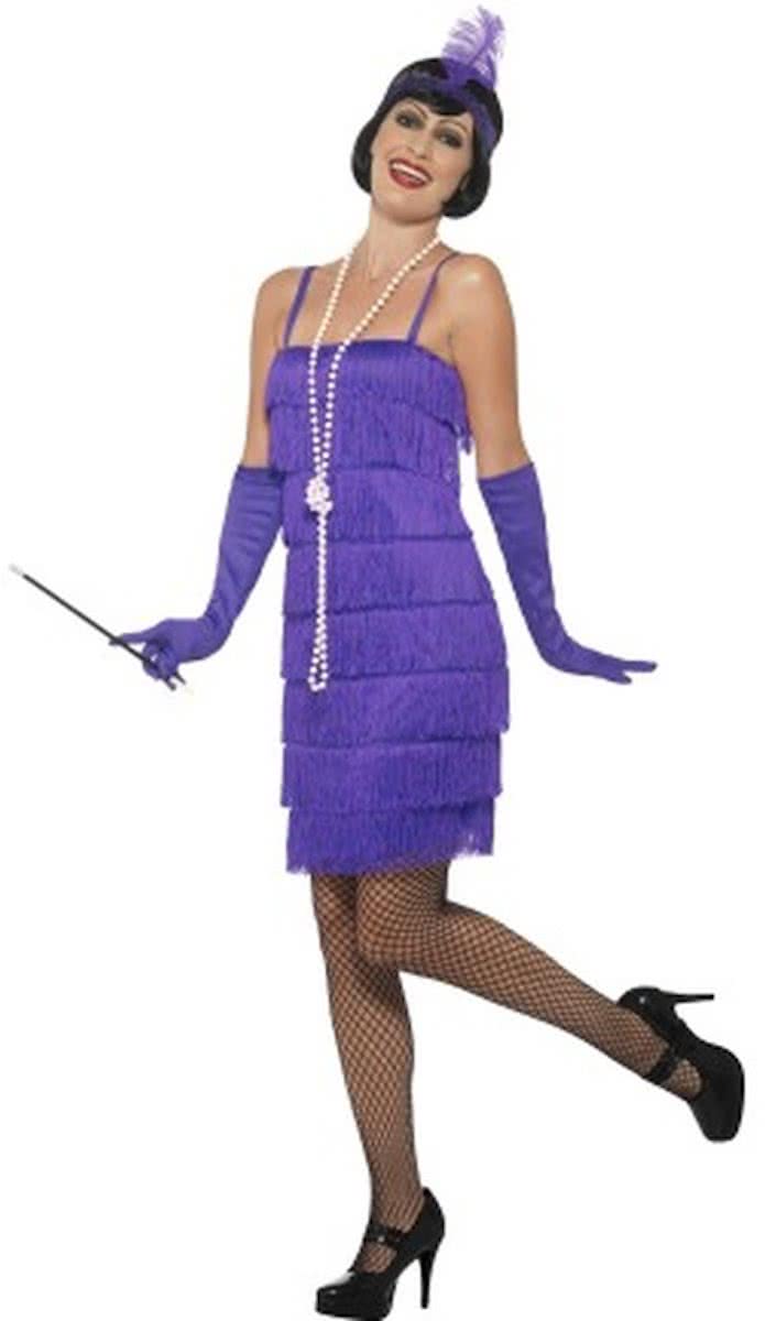 Charleston Flapper jurk paars-Maat:L