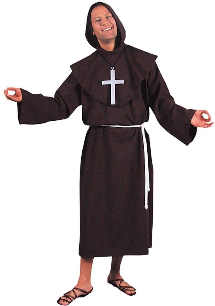 Pater kleed met kap-Kleur:Bruin-Maat:L