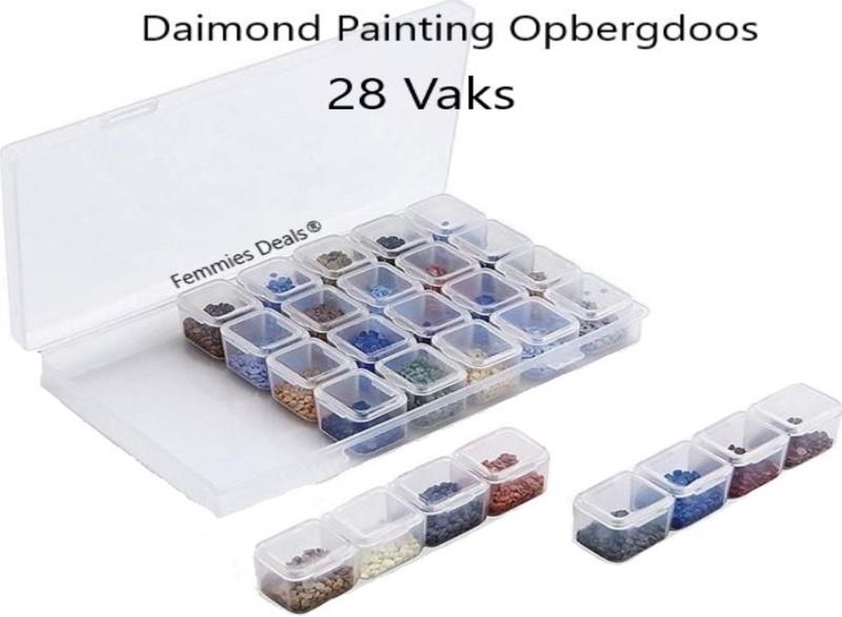   Diamond Painting Opbergbox - 28 Vaks - Kralen - Opbergdoos - 069