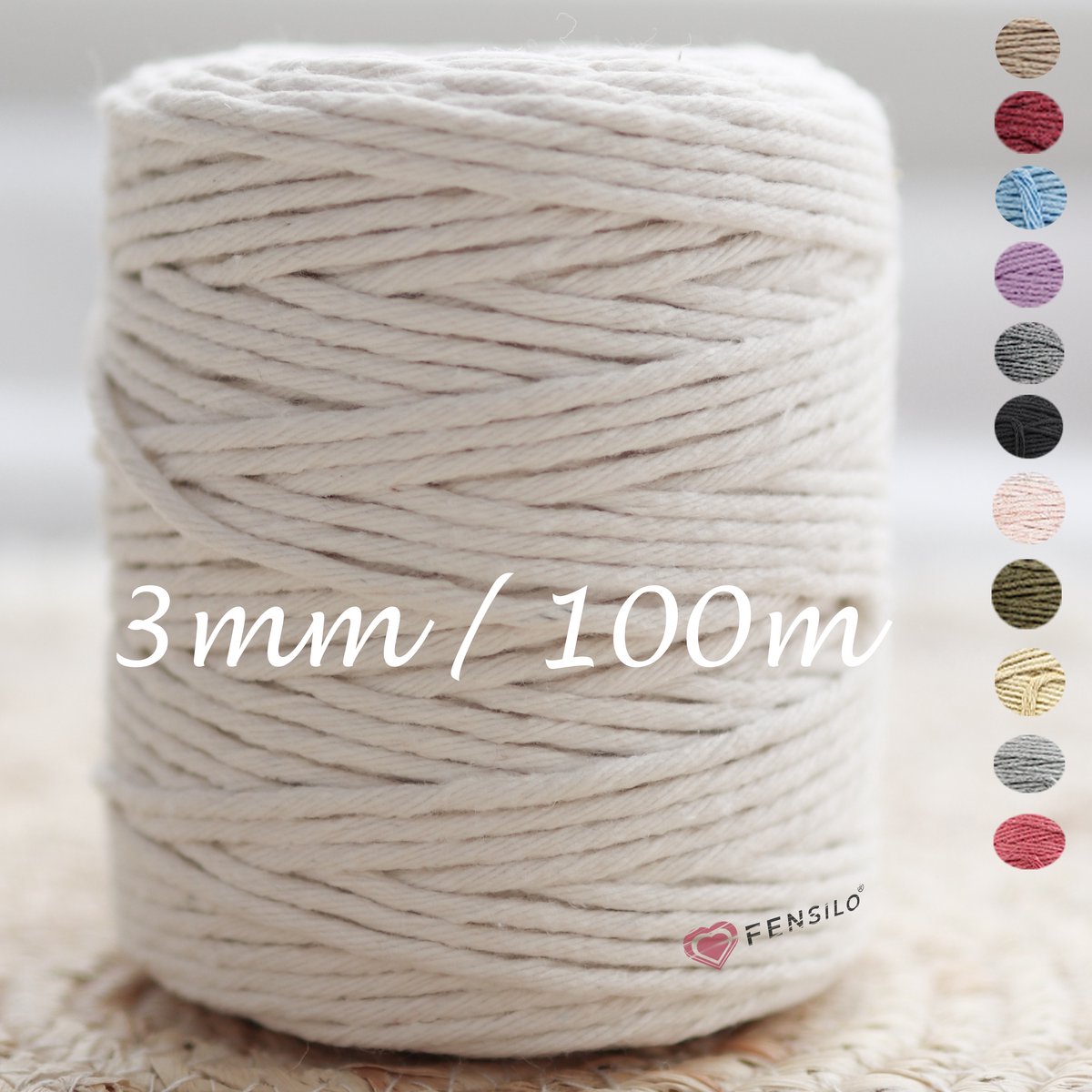 3mm x 100m Naturel macramé katoenen koord Macrame Touw