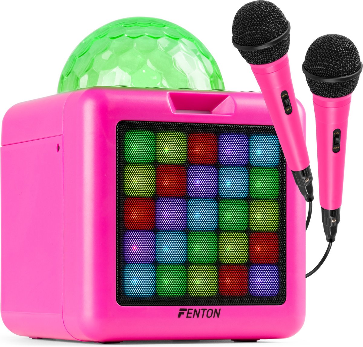 Karaoke set met 2 microfoons -   KAR15P - Met multicolor lichteffecten - Karaoke set voor kinderen - Roze