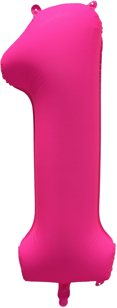 Folieballon 1 jaar - Neon Roze - 86 cm