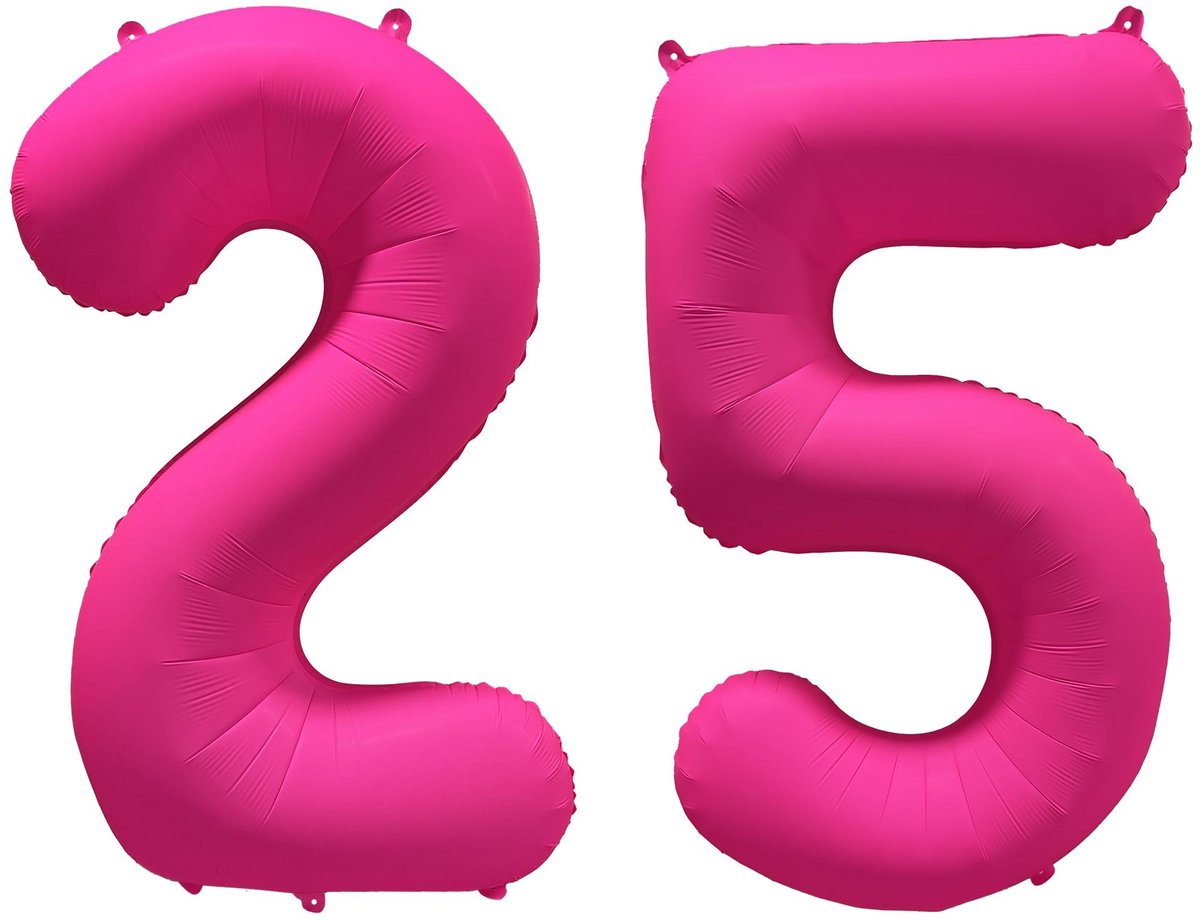 Folieballon 25 jaar - Neon Roze - 86 cm
