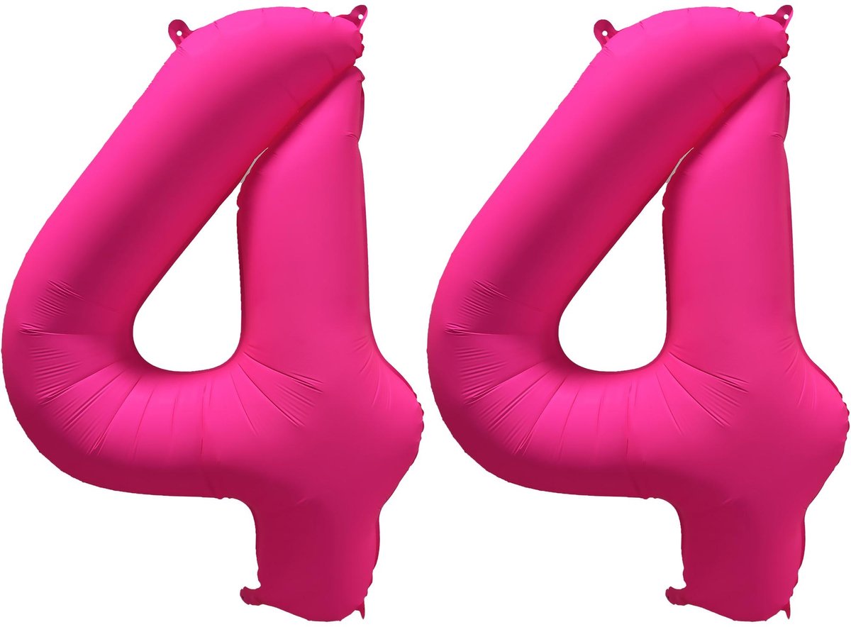 Folieballon 44 jaar - Neon Roze - 86 cm