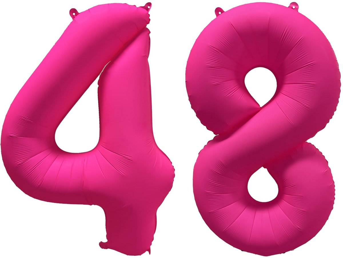 Folieballon 48 jaar - Neon Roze - 86 cm