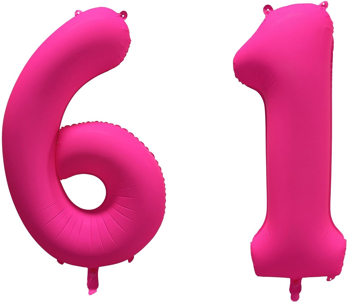 Folieballon 61 jaar - Neon Roze - 86 cm
