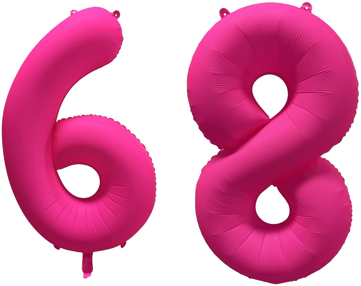 Folieballon 68 jaar - Neon Roze - 86 cm