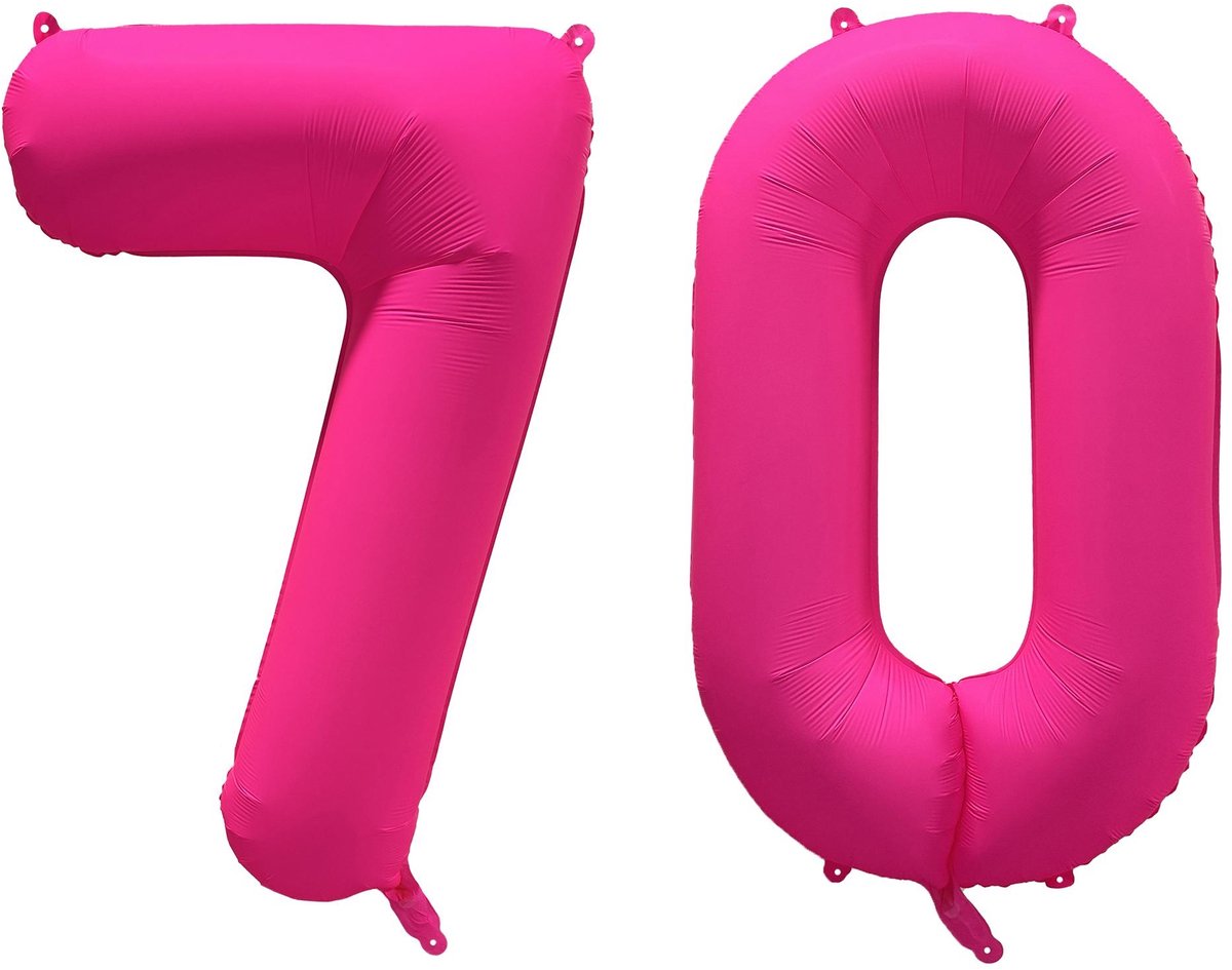 Folieballon 70 jaar - Neon Roze - 86 cm