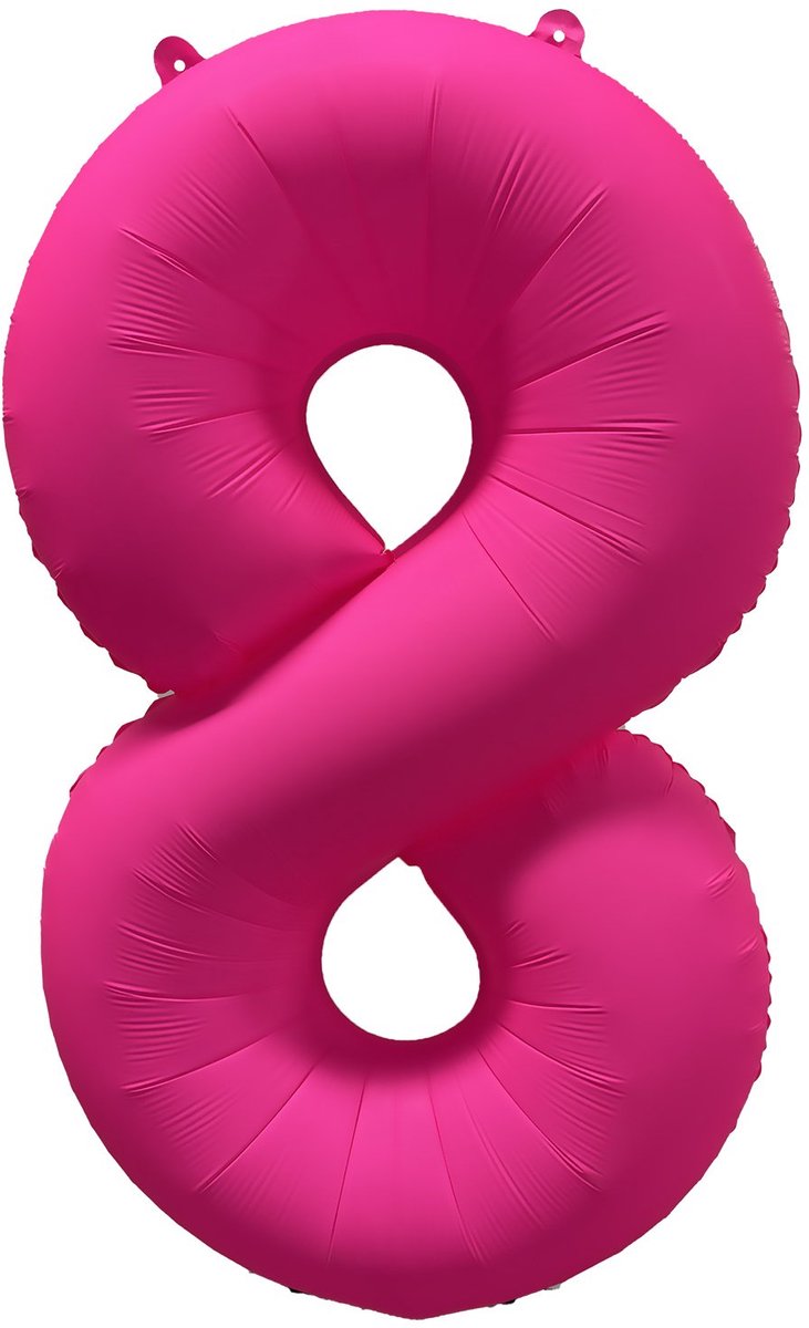 Folieballon 8 jaar - Neon Roze - 86 cm