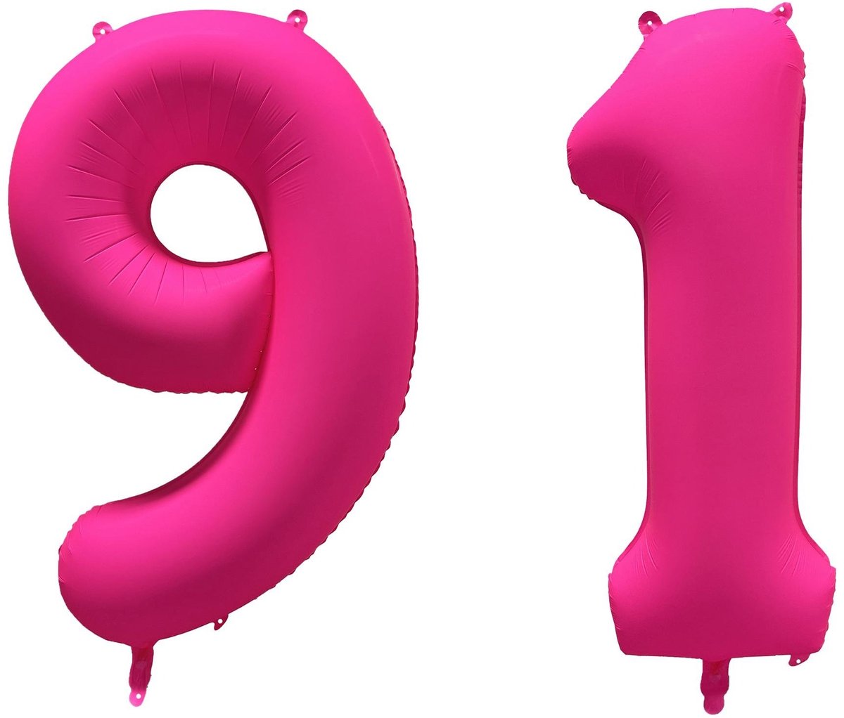 Folieballon 91 jaar - Neon Roze - 86 cm