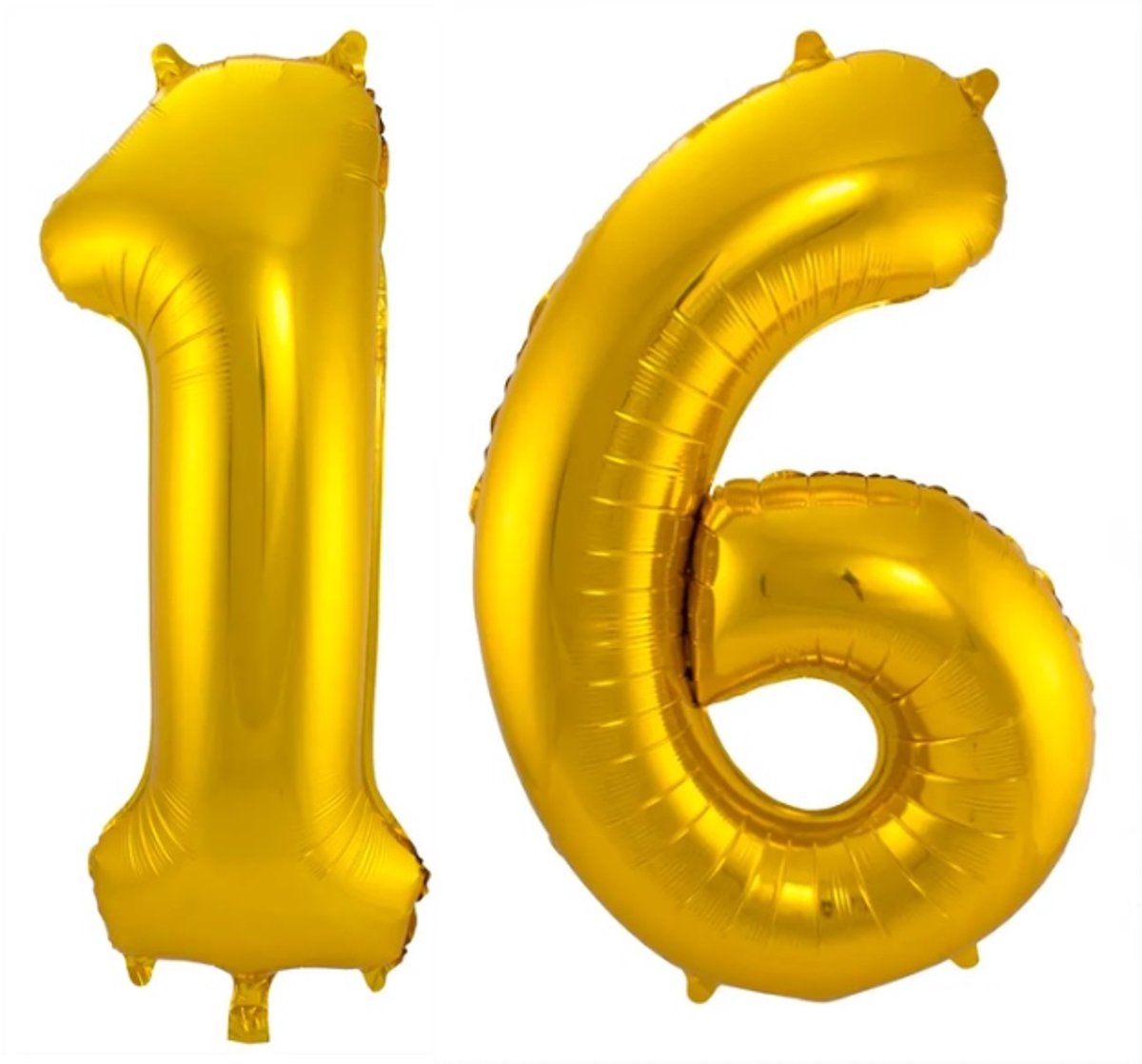 Folieballon Cijfer 16 - Goud - 86 cm