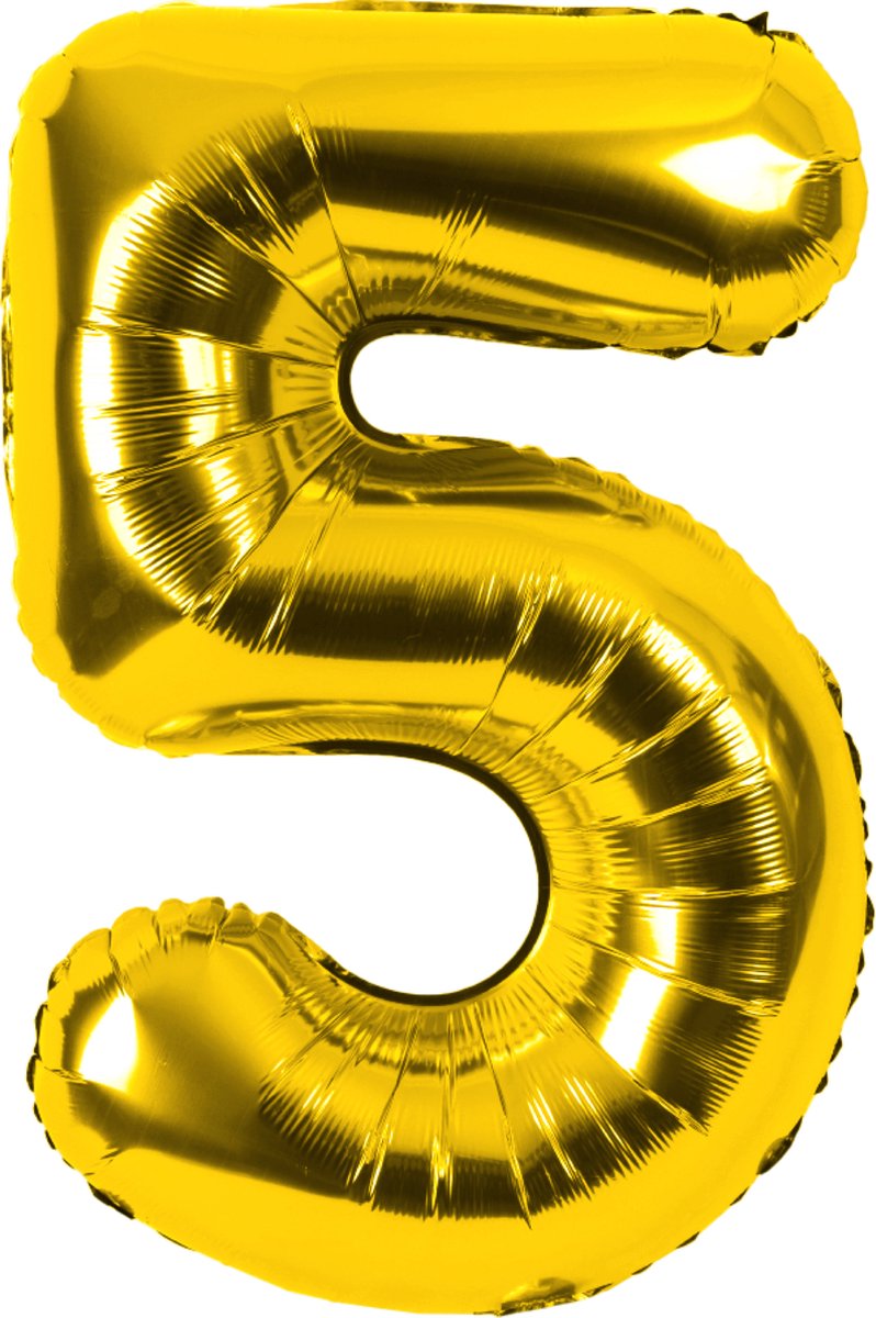 Festivz Gouden Cijfer Ballon 5 - Goud – 81 CM - Decoratie – Feestversiering – Golden - Verjaardag - Bruiloft - Feest