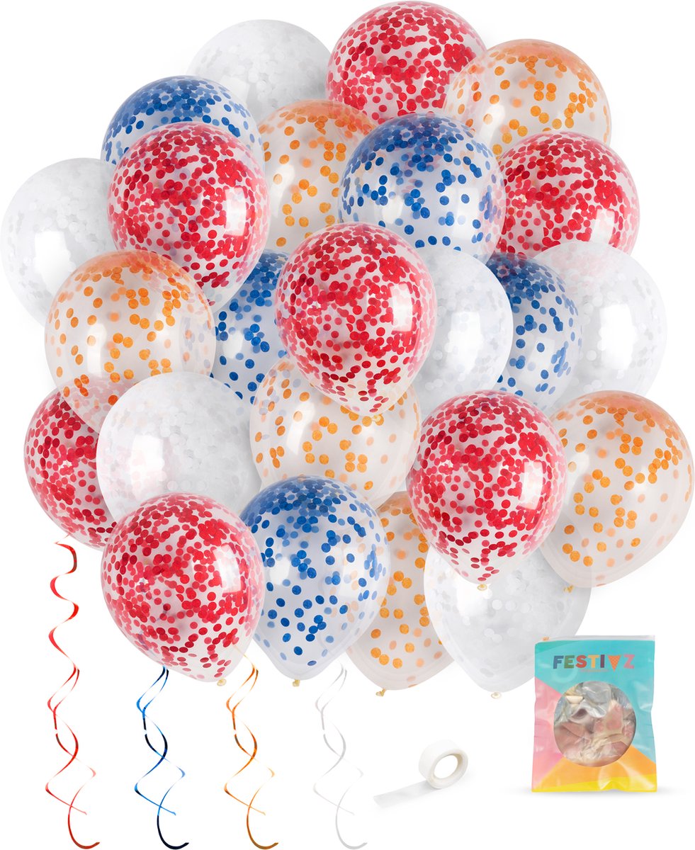 Festivz Nederlands Elftal Confetti Set – Decoratie – Feestversiering – Rood - Wit - Blauw - Oranje - Latex - Oranje - Papieren Confetti - Nederlands Elftal - Feest - WK2022 - Voetbal