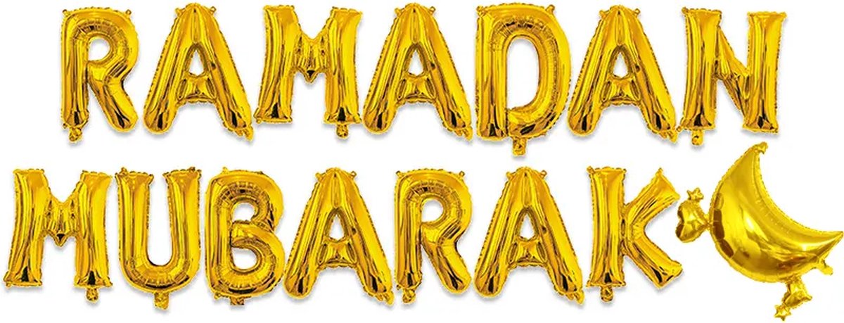 Festivz Ramadan decoratie - Ramadan Mubarak Letters en Maan - Ramadan Feestdecoratie - Ramadan Decoratie - Goud