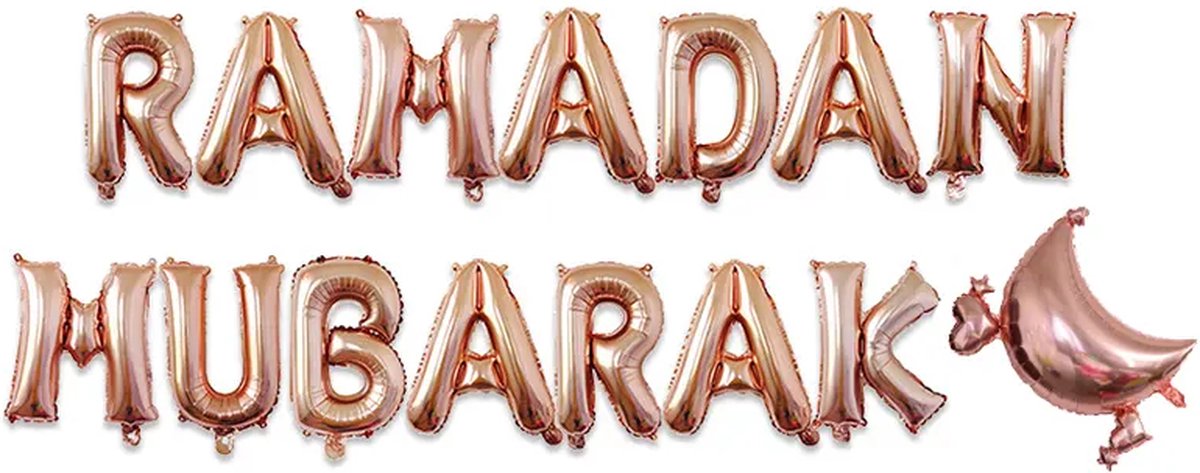 Festivz Ramadan decoratie - Ramadan Mubarak Letters en Maan - Ramadan Feestdecoratie - Ramadan Decoratie - Rose Goud