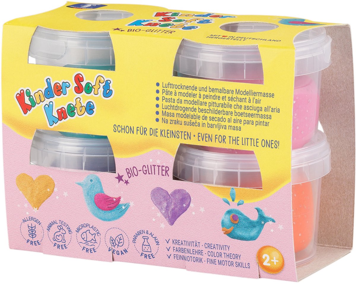 Feuchtmann - Zachte klei glitter - Set van 4 potjes - Vanaf 2 jaar