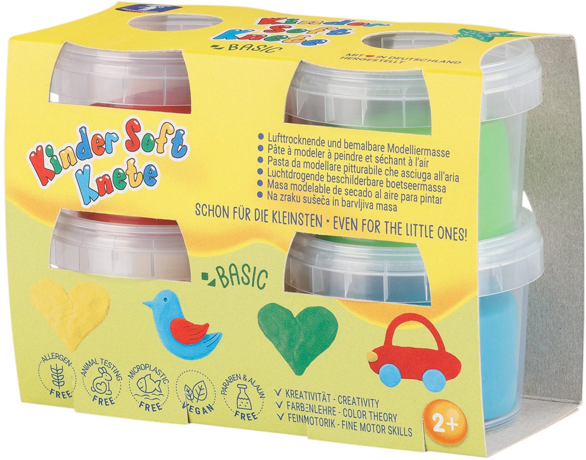 Feuchtmann klei set - zachte kinderklei 4x80g multicolor creatief.
