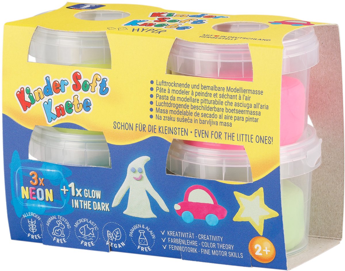 Feuchtmann klei set - zachte kinderklei neon en glow in the dark.