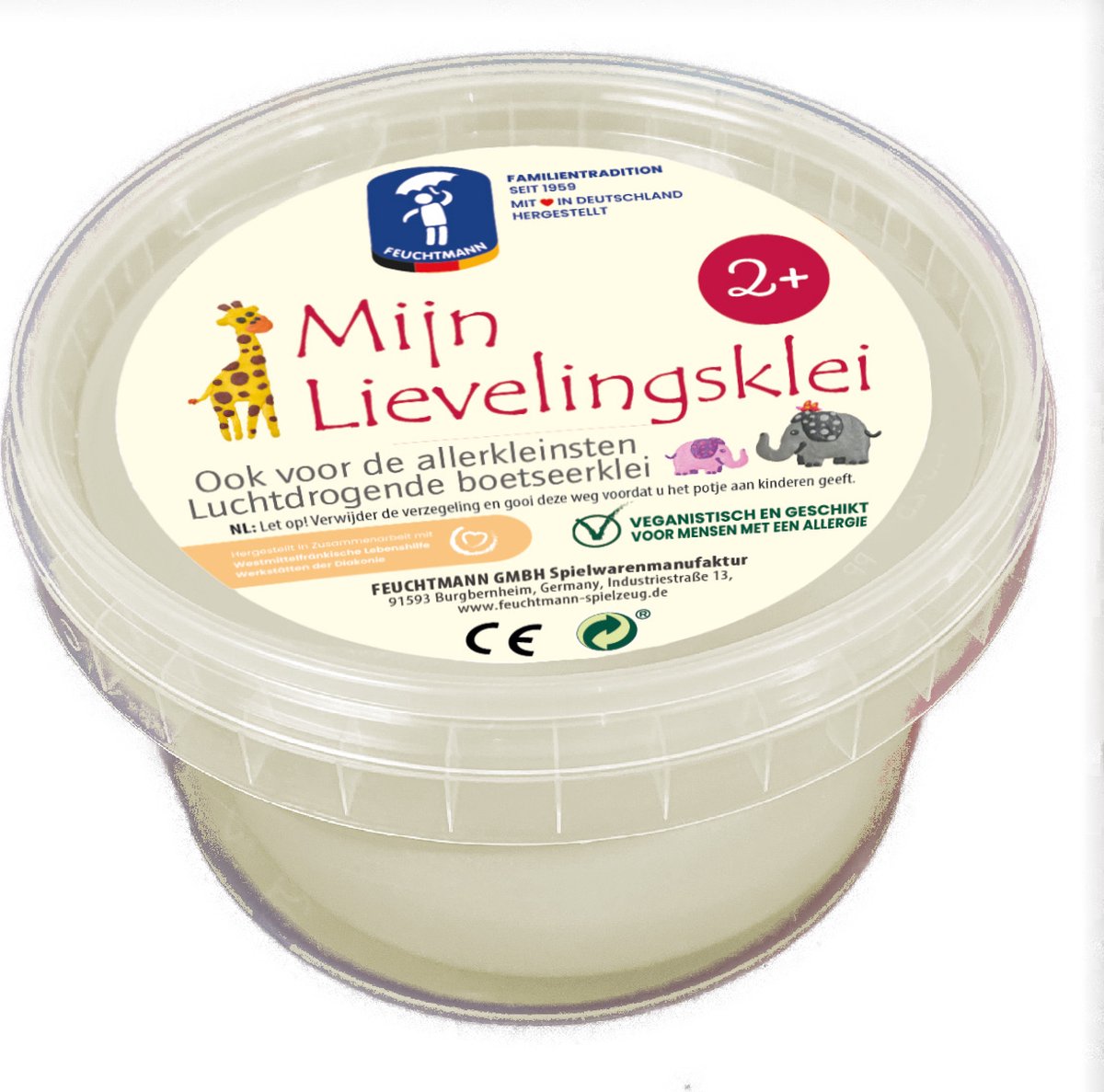 Feuchtmann klei wit 500gr - luchtdrogende kinderklei allergenenvrij.