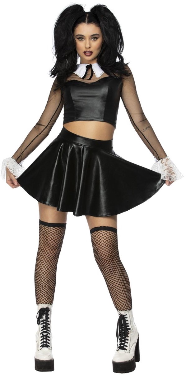 Fever - Gothic School Girl Kostuum - M - Zwart/Wit
